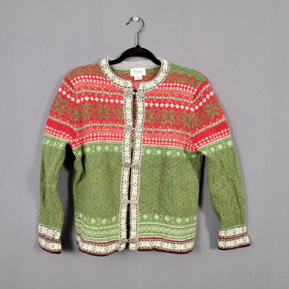 Cambridge Dry Goods Wool Cardigan Women’s M Nordic Fair Isle Norway Core